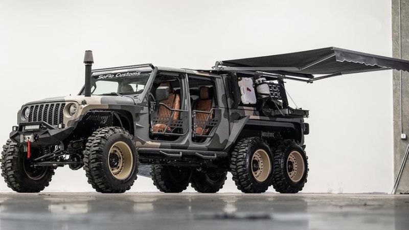 Jeep Gladiator превратили в суровый шестиколёсник для путешествий
