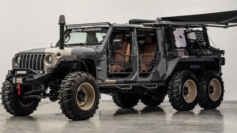 Jeep Gladiator превратили в суровый шестиколёсник для путешествий
