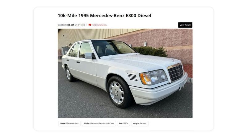 Подержанные Mercedes-Benz W124 в Штатах стали резко дорожать. Даже дизельные