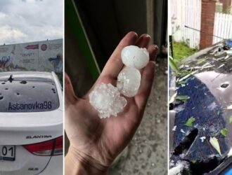 Крупный град побил машины в Астане