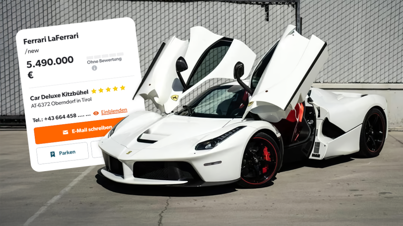 Ferrari LaFerrari почти без пробега оценили дороже Bugatti Chiron